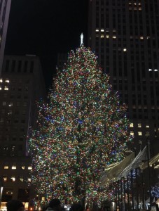 Caption: Photo of the famous Christmas tree at Rockefeller Center